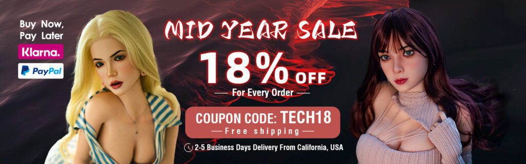 First Screen Banner-Driving Promotions and Urgency-Large Typography-18% OFF-Coupon Code Block-Payment Icons (Klarna & PayPal)-Models Positioned Left & Right