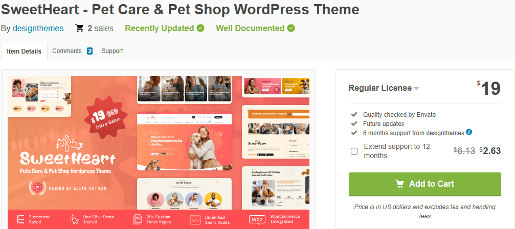 Sweetheart – Pet Care & Pet Shop WordPress Theme