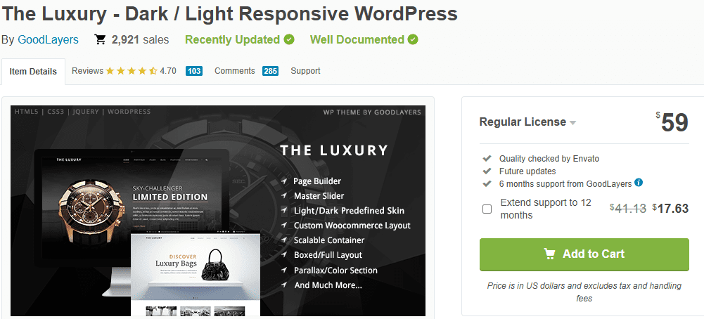 WordPress/WooCommerce Themes: Control, Content & Commerce-The Luxury – Dark/Light Responsive WordPress Theme