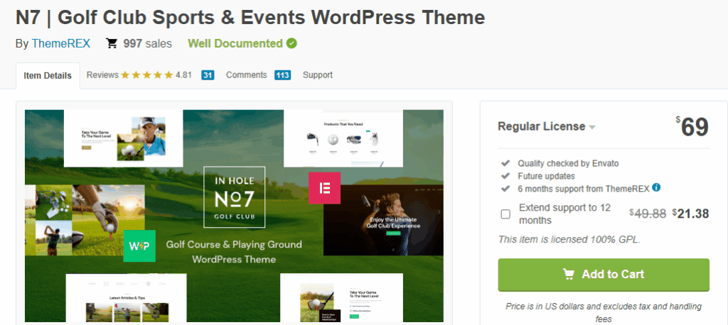 Golf-Overview of Each Theme-N7 – Golf Club, Sports & Events WordPress Theme