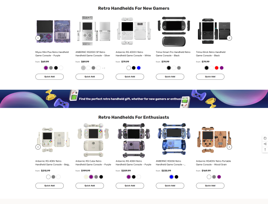 Categorized Blocks — For Different Buyer Personas-Retro Handhelds for New Gamers-Retro Handhelds for Enthusiasts