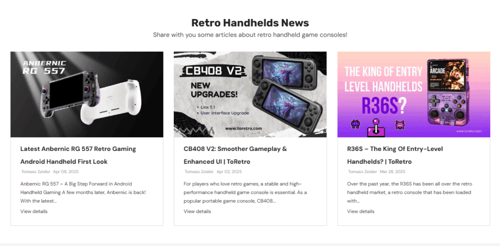 Retro News Section — Content-Driven SEO Block