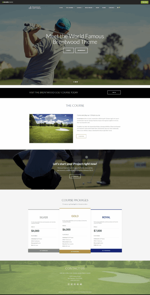 Golf-Overview of Each Theme-Brentwood – Golf Course WordPress Theme