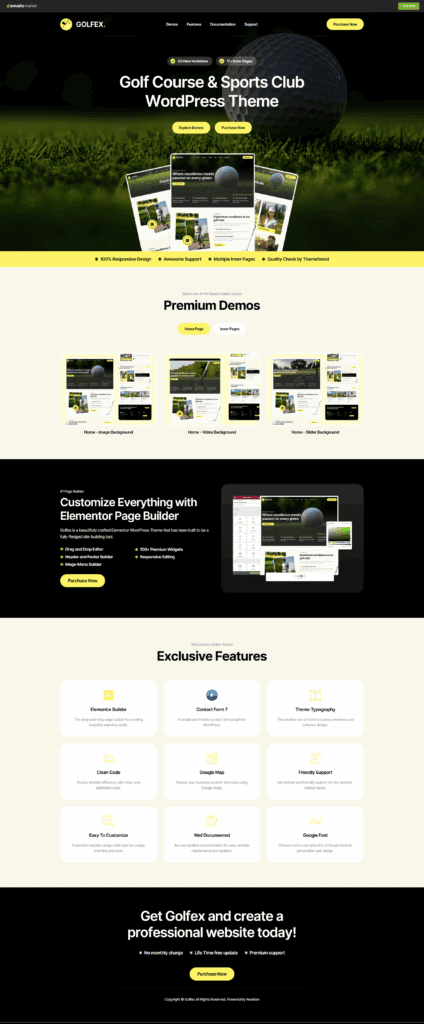 Golf-Overview of Each Theme-Golfex – Golf Club & Sports WordPress Theme