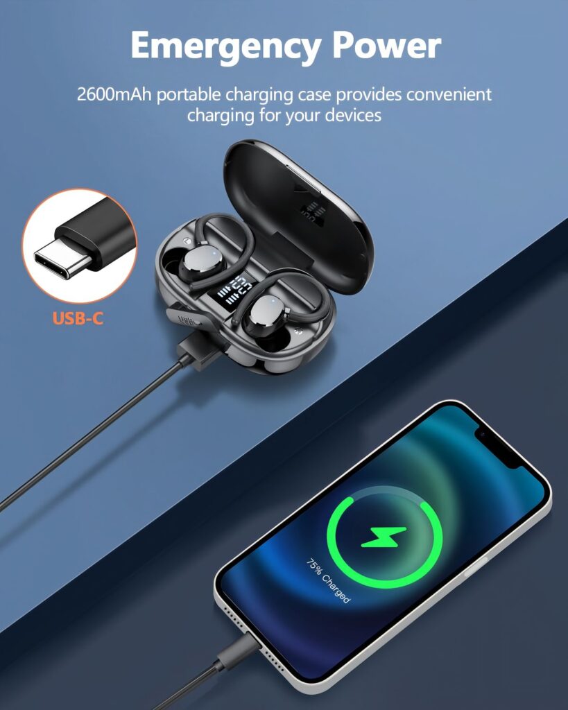 Emergency Power – 2600mAh Charging Case-Amazon-Bluetooth Headset-Main picture design
