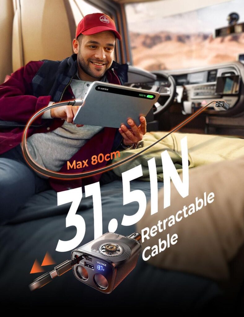 31.5IN Retractable Cable with Leisure Scene