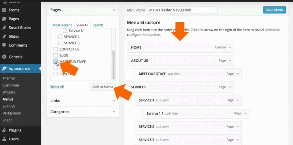 Create a New Menu-Add Pages to the Menu-Assign the Menu to a Location