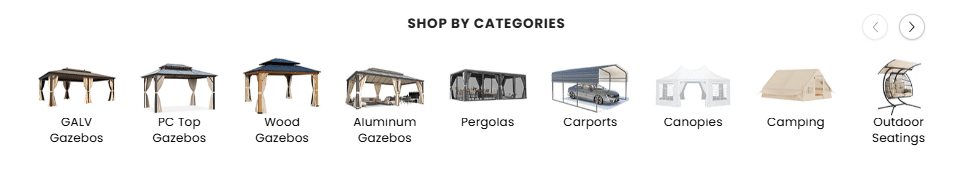 Category Showcase Strip-Easy Navigation by Type