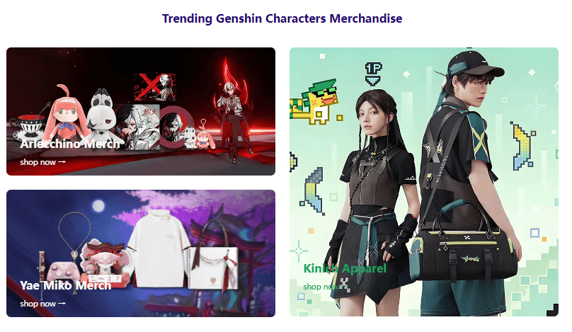 Trending Merch Sections-Arlecchino Merch / Yae Miko Merch / Kinuji Apparel