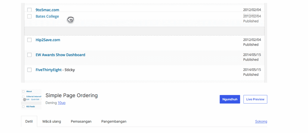 Sorting Pages with Plugins-Simple Page Ordering-Plugins