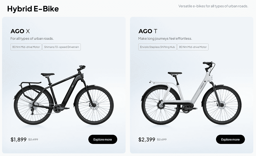 Urban & Hybrid E-Bike Highlights-Bold Product Cards-Hybrid E-Bike Section