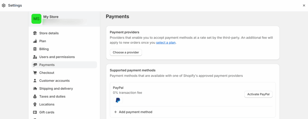 Test-Launch Shopify store