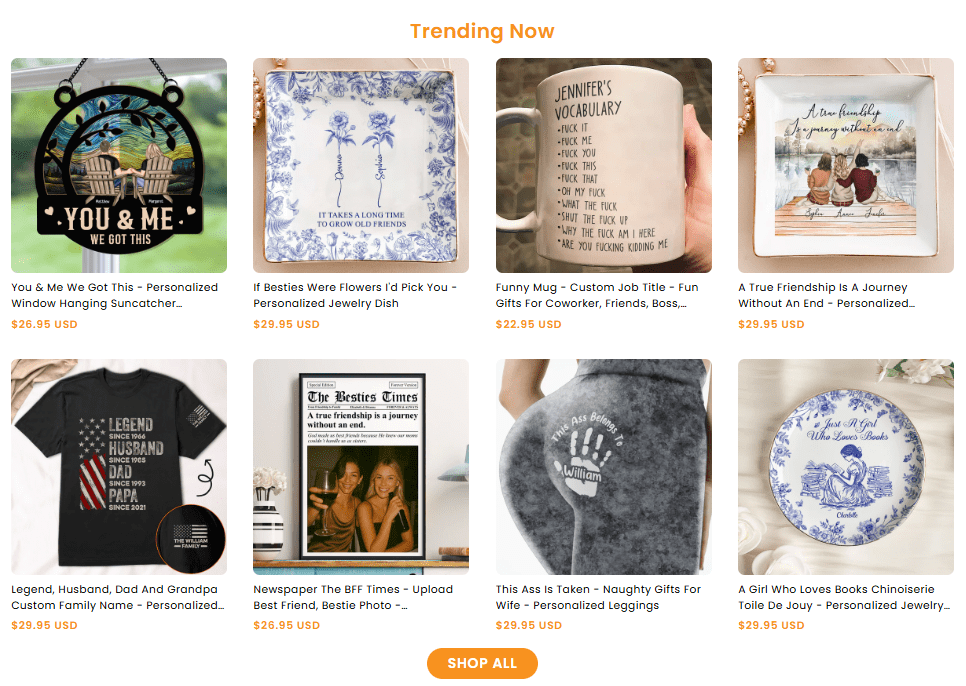 Trending Products-Personalization examples-names- photos- job titles