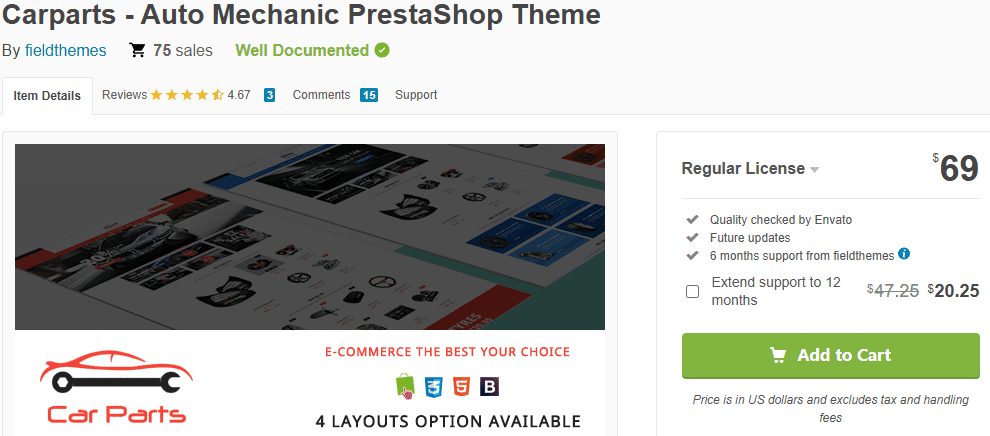 Feature Comparison-Core Functionality-CarParts (PrestaShop)