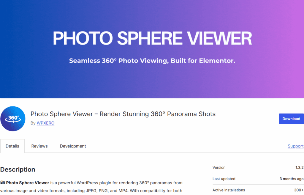 Popular Free 360 Viewer WordPress Plugins-PhotoSphere Viewer