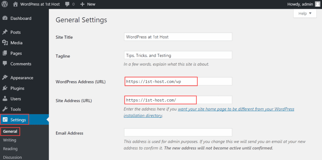 Solutions and Best Practices-Adjust WordPress Address Settings