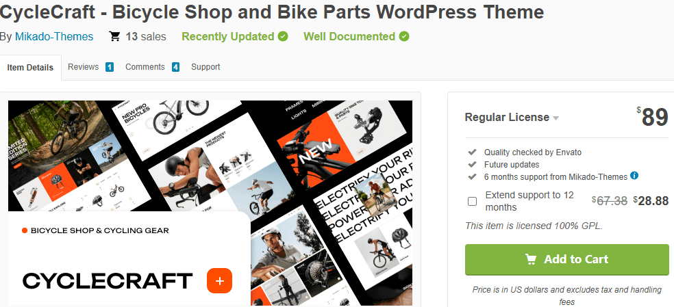 Cyclecraft – Bicycle Shop & Bike Parts Theme