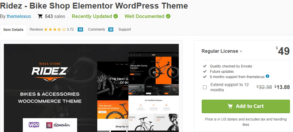 Ridez – Bike Shop WordPress Theme