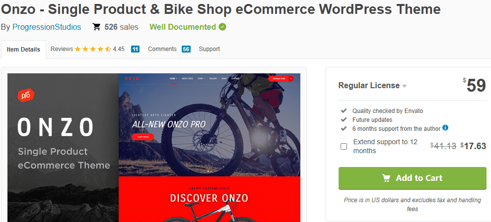 Onzo – Single Product & Bike Shop eCommerce Theme