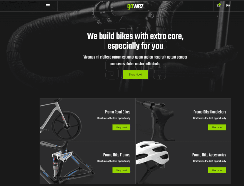 Gowez – WooCommerce Bike Shop Elementor Template Kit