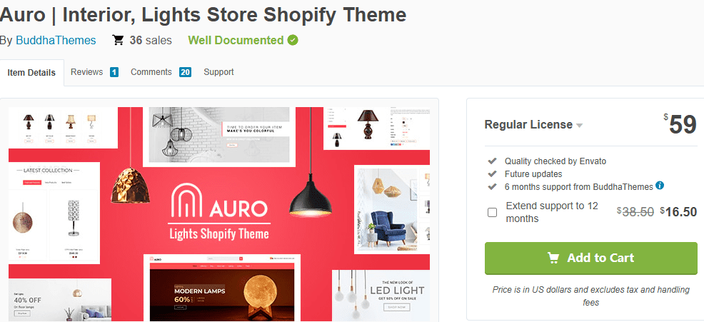 Auro (Interior, Lights Store Shopify Theme)