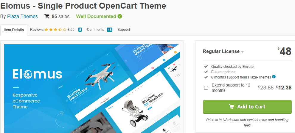 Elomus (Single Product OpenCart Theme)
