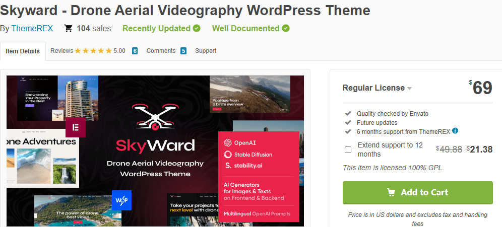 Skyward (Drone Aerial Videography WordPress Theme)