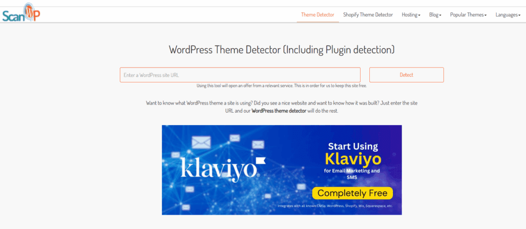 Popular WordPress Theme Detector Tools-ScanWP.net