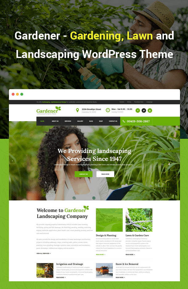 Gardener – Gardening, Lawn and Landscaping WordPress Theme
