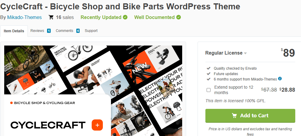 CycleCraft – Bicycle Shop & Bike Parts Theme-Best WordPress Themes for Bicycle Shops