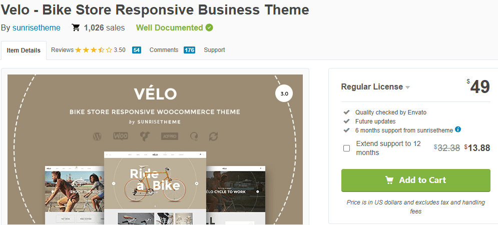 Velo – Responsive Bike Store Theme-Best WordPress Themes for Bicycle Shops