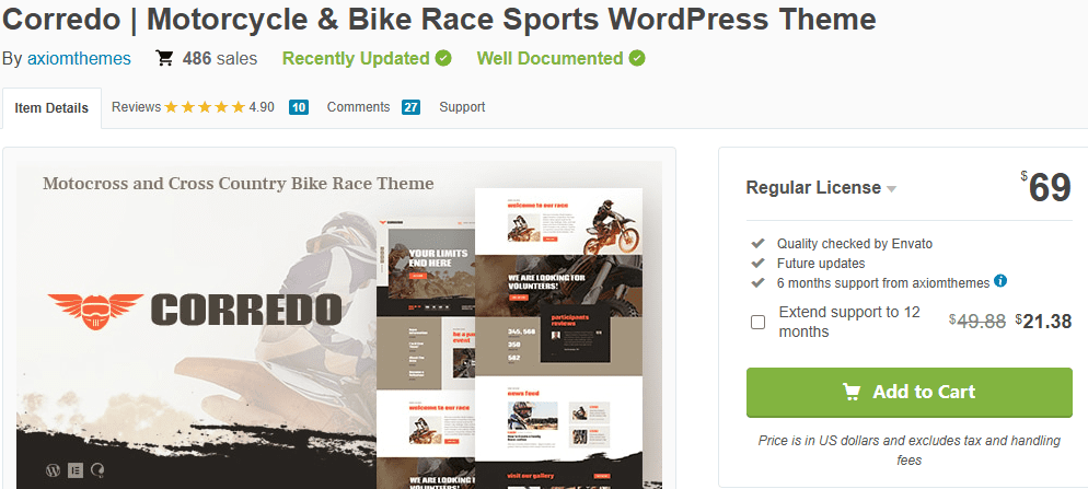 Corredo – Bike Race & Sports Events Theme-Best Motorcycle WordPress Themes Compared 2025