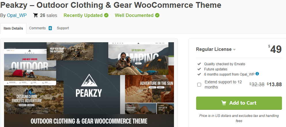 Peakzy – Outdoor Clothing & Gear WooCommerce Theme-Top Fishing and Outdoor Store Themes Compared