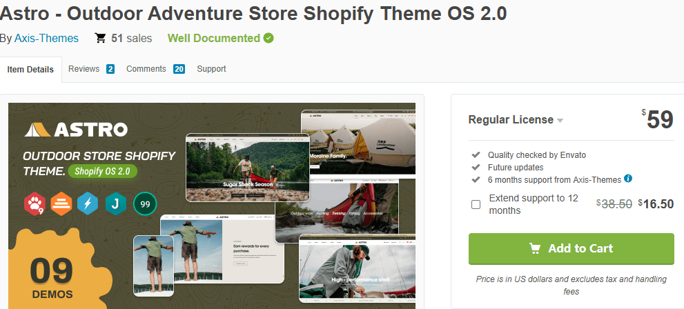 Astro – Outdoor Adventure Store Shopify Theme (OS 2.0)-Top Fishing and Outdoor Store Themes Compared