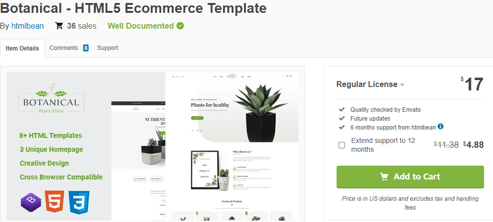 Botanical – HTML5 eCommerce Template