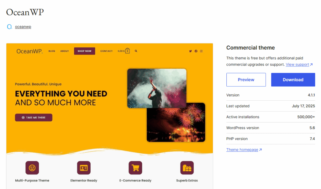 Free WordPress Themes Inspired by Shein-OceanWP