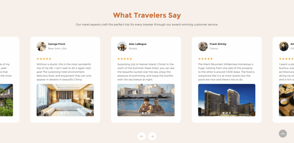 Ueeshop Website Build for Travel eCommerce Success-Website Construction Process-Testimonial & Social Proof Section
