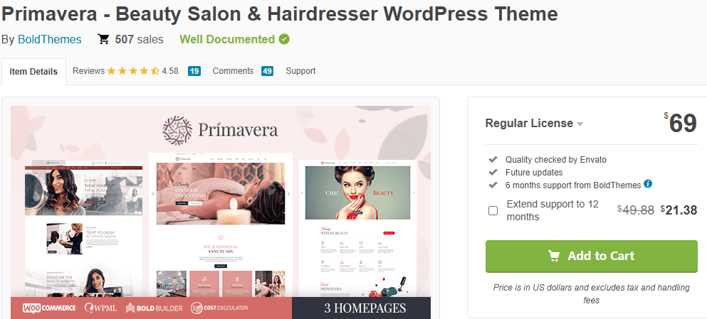 Primavera – Beauty Salon & Spa Theme-Top WordPress Themes for Hairdressers and Salons
