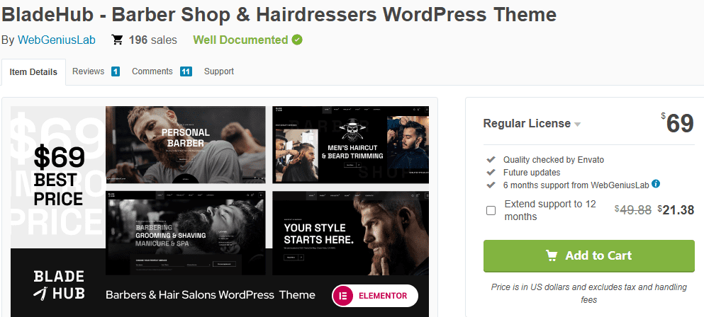 Bladehub – Barber Shop & Hairdresser Theme-Top WordPress Themes for Hairdressers and Salons