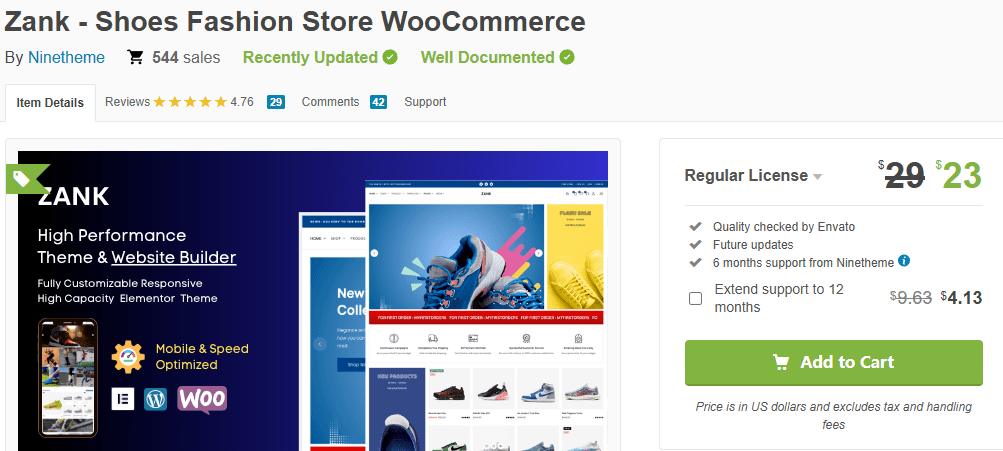 Zank – Elementor WooCommerce Theme Builder-Best WordPress Themes for Shoe E-commerce Stores
