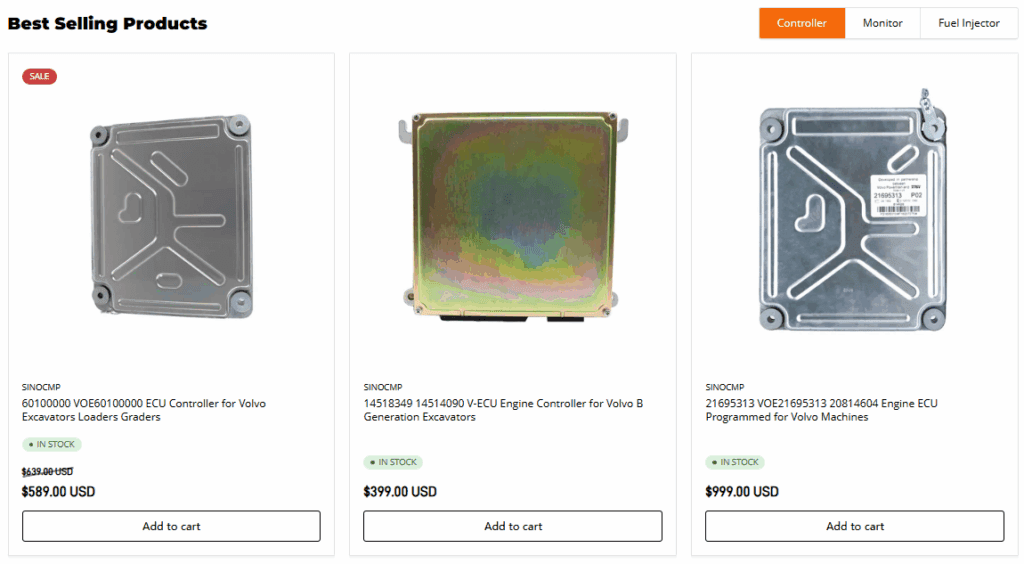 How We Built a Shopify Parts Store for SINOCMP-Our Shopify Website Building Process-Highlighting Best-Selling Products