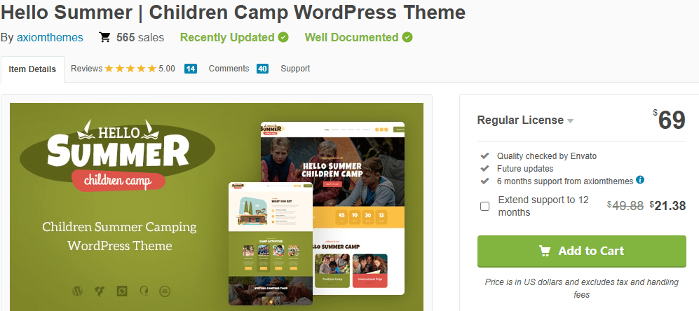 Top WordPress Themes for Summer Camps and Tours-Individual Theme Strengths & Weaknesses-Hello Summer – Children’s Camp