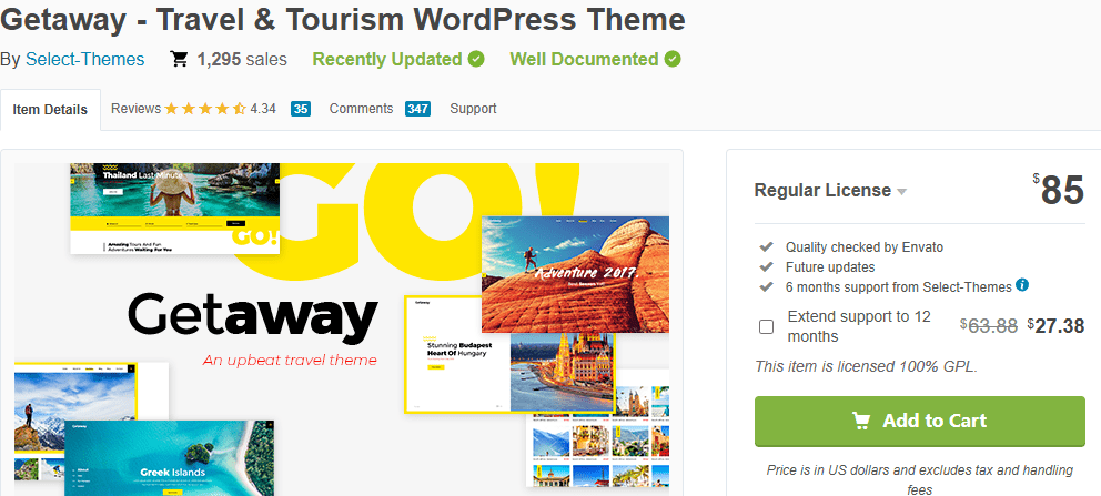 Top WordPress Themes for Summer Camps and Tours-Individual Theme Strengths & Weaknesses-Getaway – Travel & Tourism
