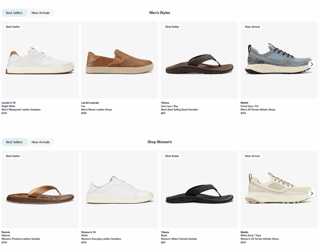 How We Built OluKai’s High-Performing Shopify Store-Key Design Features-Product Showcases
