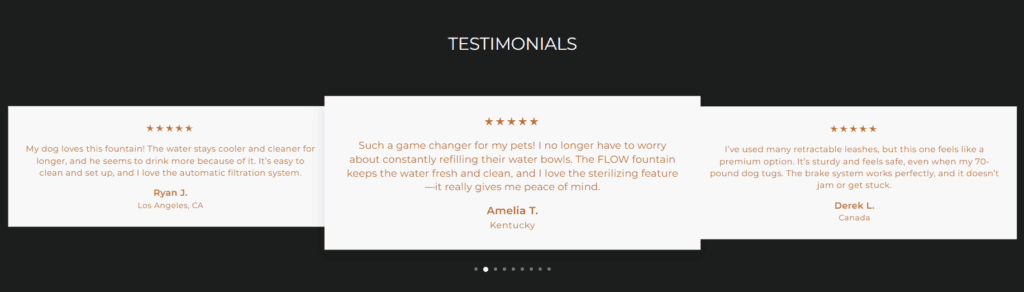 Voocoo Shopify Website Build for Pet Lovers-Our Solutions-Building Trust Through Testimonials