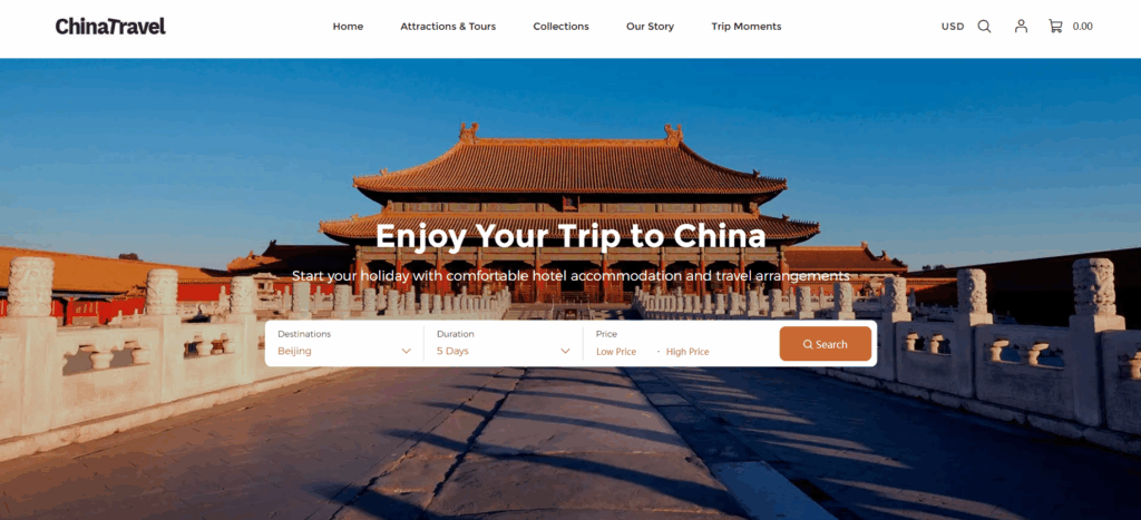 Ueeshop Website Build for Travel eCommerce Success-Website Construction Process-Homepage Build
