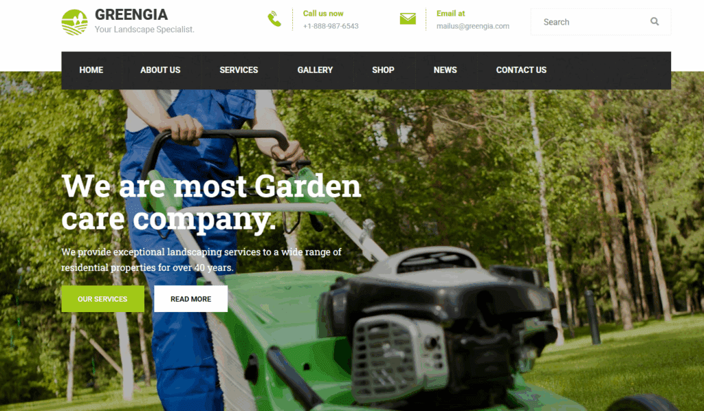 Greengia – Gardening, Lawn & Landscaping WordPress Theme
