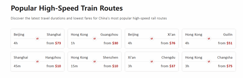 How We Built China Train Ticket WordPress Site-Content and User Experience Design-Highlighting Popular Routes