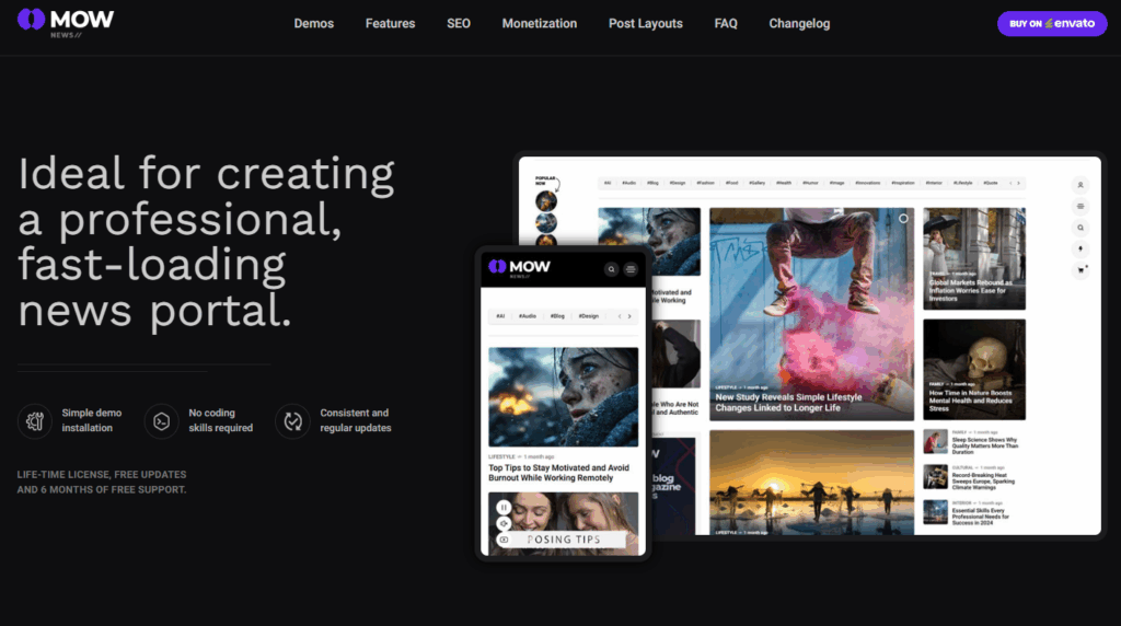 Mow Blog & Magazine Theme-Best WordPress Blog & Magazine Themes