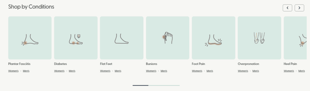 OrthoFeet Shopify Website Design Case Study-Integrating Design with Construction-Navigation and Filtering